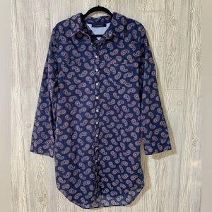 Tommy Hilfiger Sleepwear Paisley Long Sleeve Pajama Nightdress Size XL
